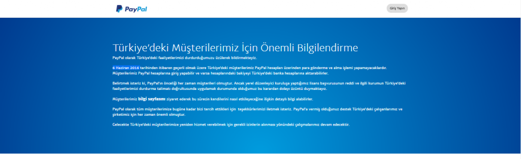 Türkiye’de PayPal Artık Yok!